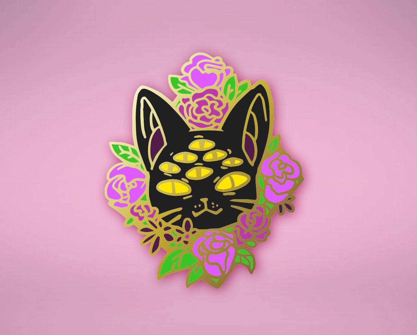 Creep Kitty Roses Pin