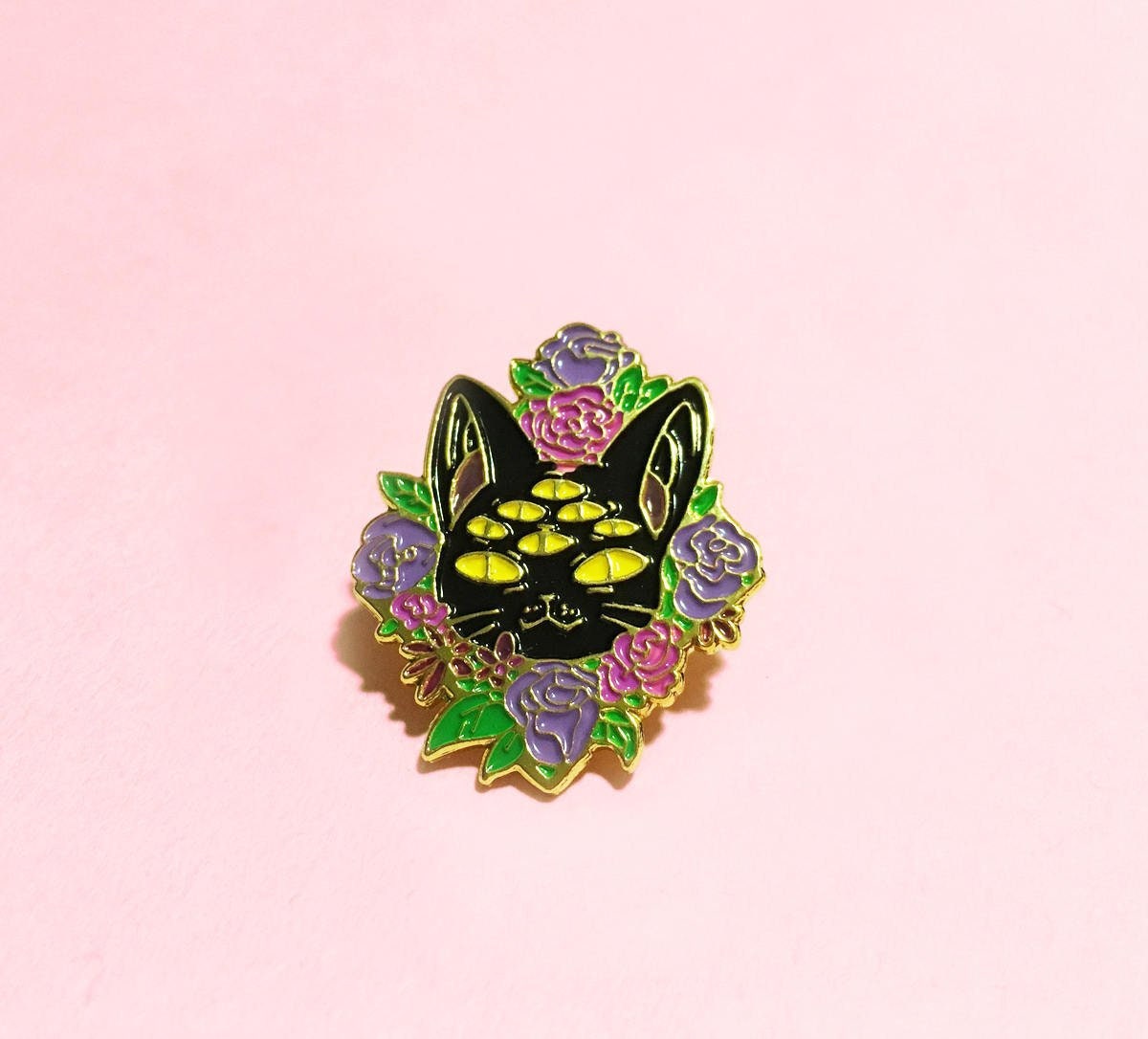 Creep Kitty Roses Pin