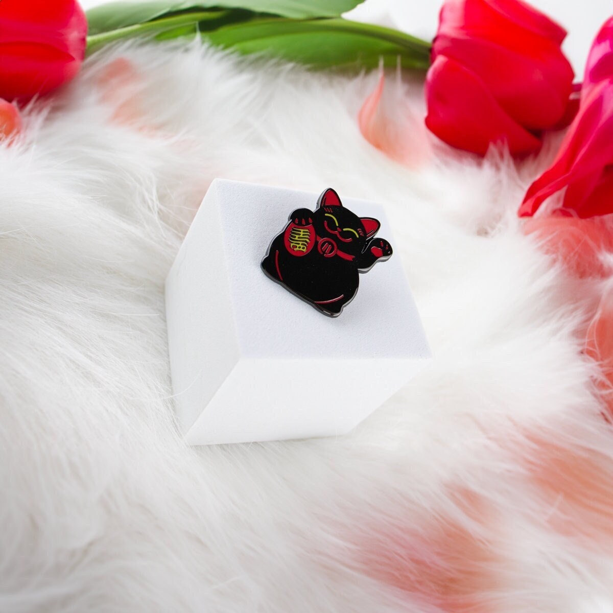 Black Neko Cat Pin