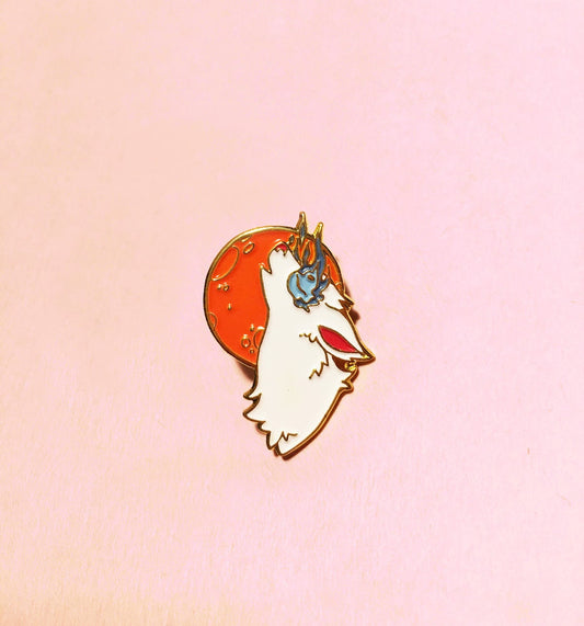 Fire Wolf Howl Pin