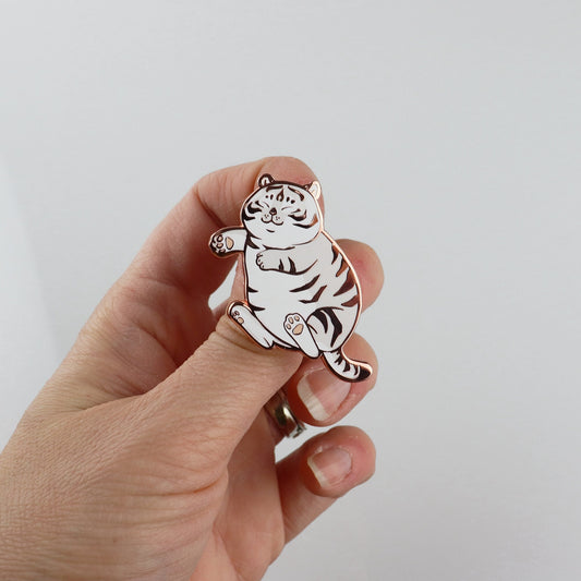 White Chubby Tiger Pin