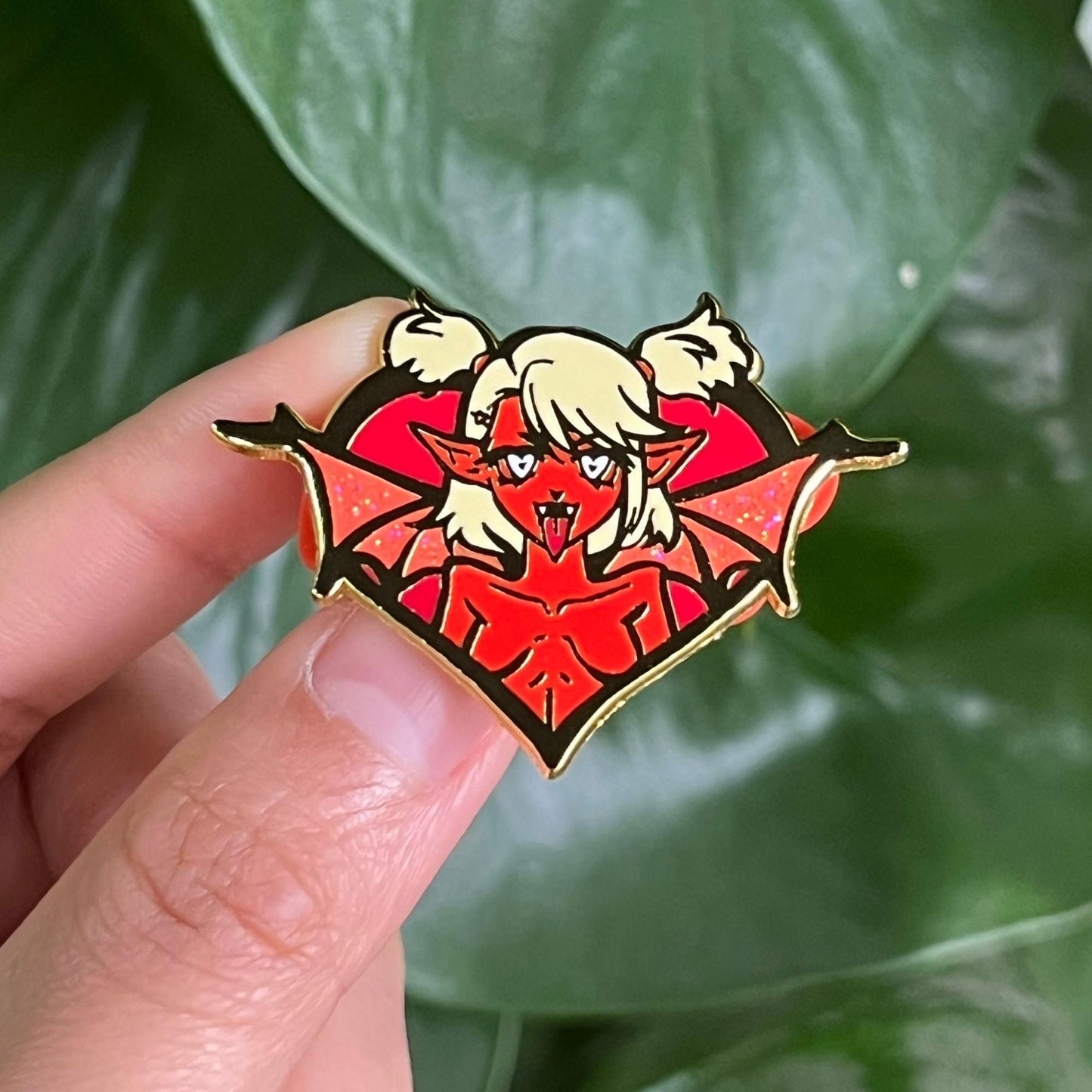 Succubabe Enamel Pin: Glitter Wings, Goth Fantasy Art