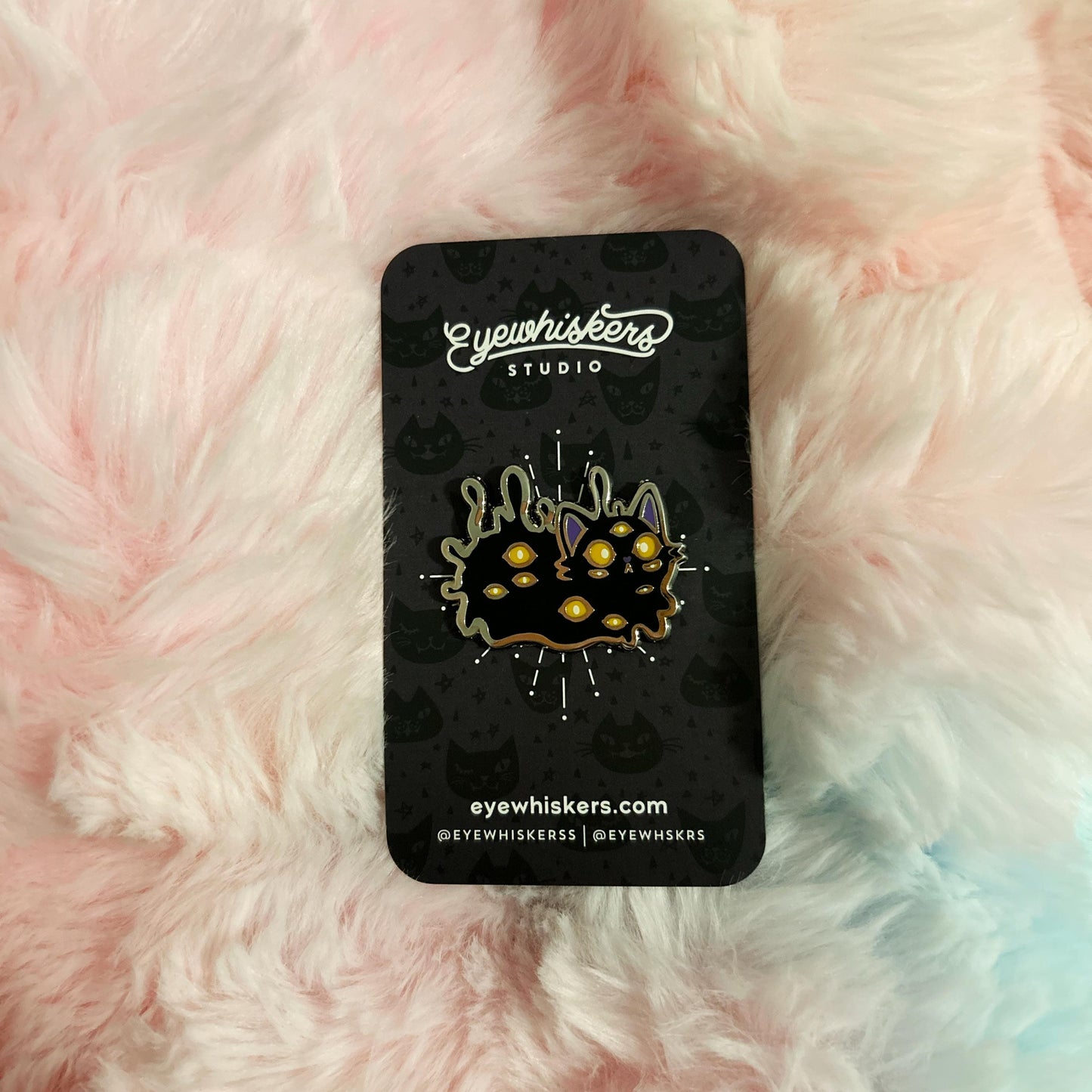Creepy Cute Cat Blob Enamel Pin • Multi-Eyed Monster Kitty • Horror Kawaii Pin • Spooky Black Cat Pin • Alt Goth Lapel Accessory