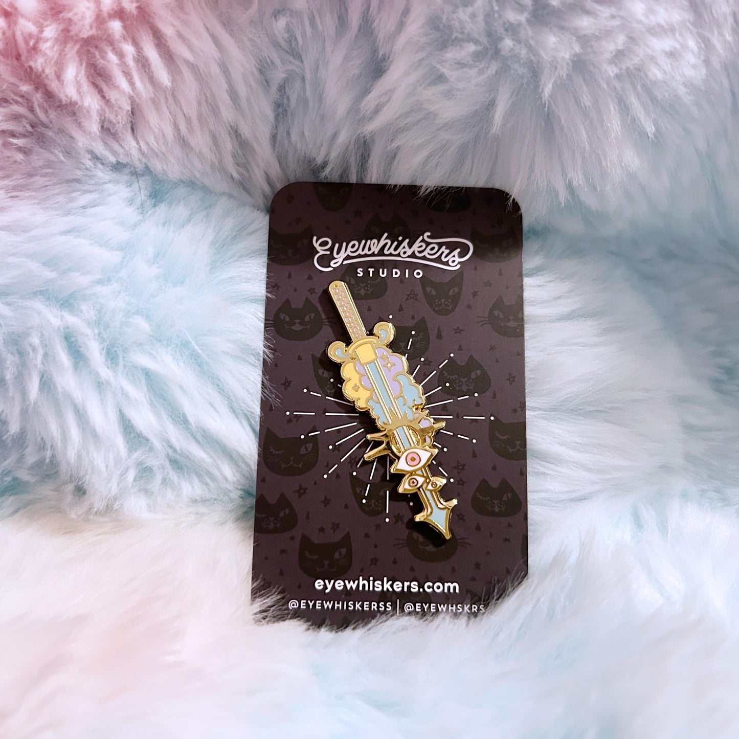 Pastel Angel Sword Enamel Pin • Celestial Fantasy Blade • Kawaii Eye Sword Pin • Magical Girlcore Lapel Pin • Cute Weapon Accessory
