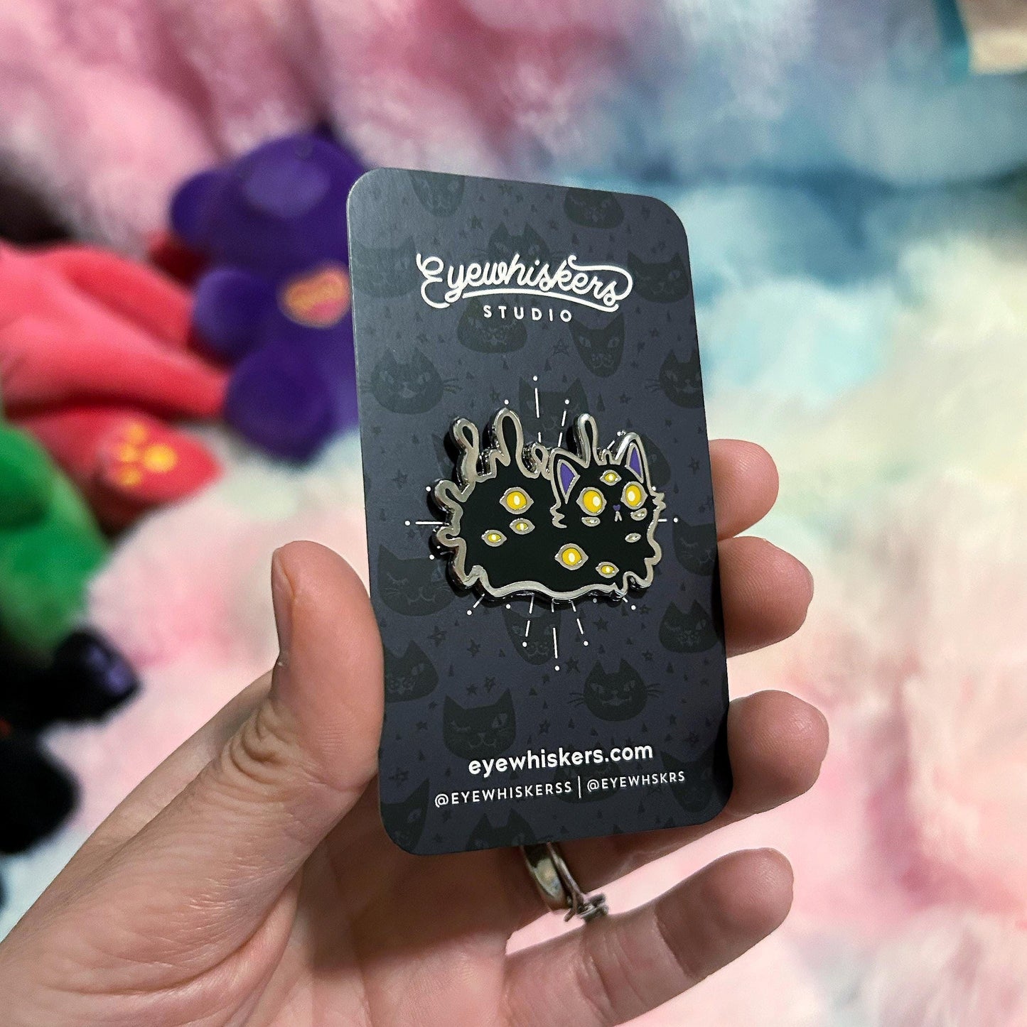 Creepy Cute Cat Blob Enamel Pin • Multi-Eyed Monster Kitty • Horror Kawaii Pin • Spooky Black Cat Pin • Alt Goth Lapel Accessory