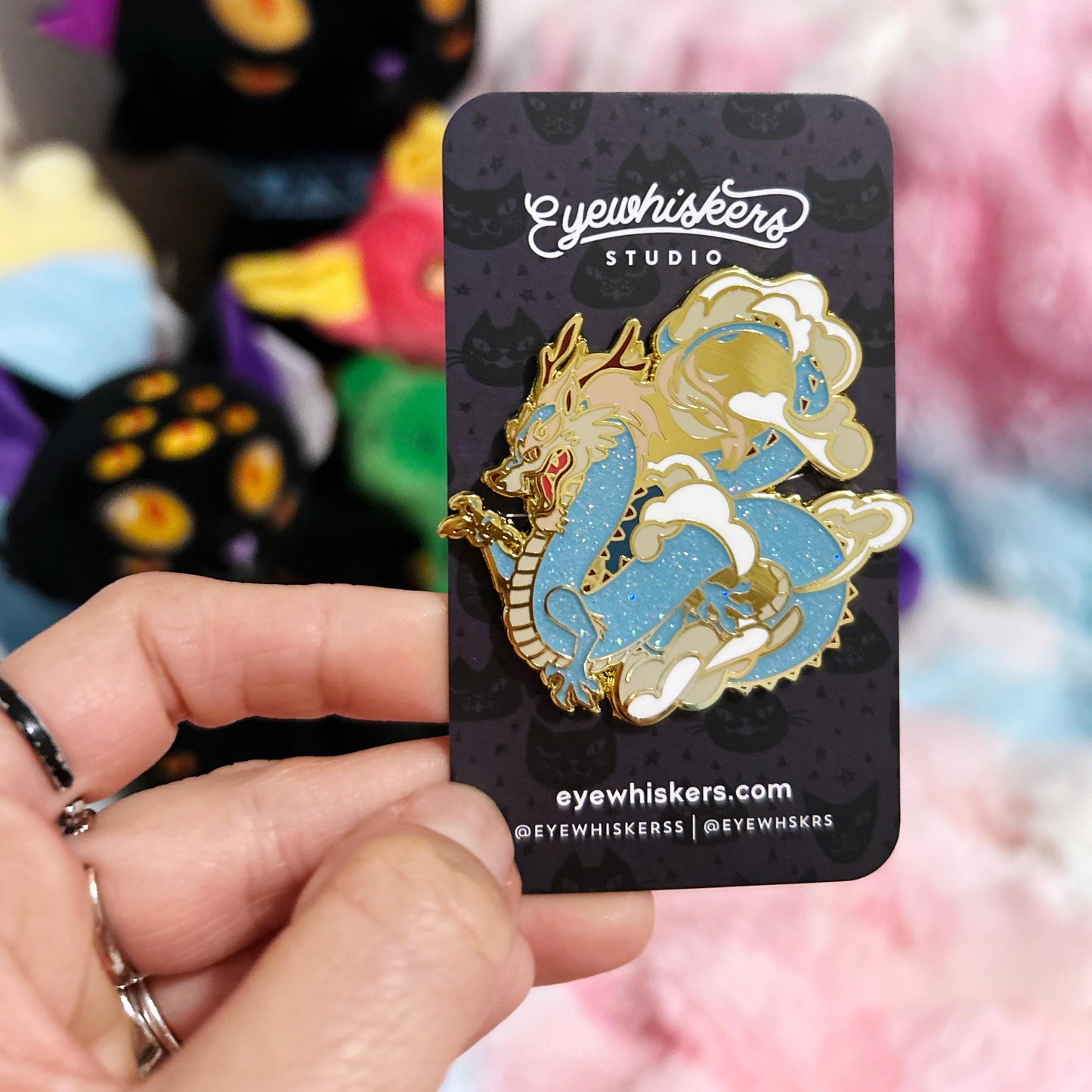 Blue Glitter Dragon Enamel Pin: Eastern Myth Fantasy Art