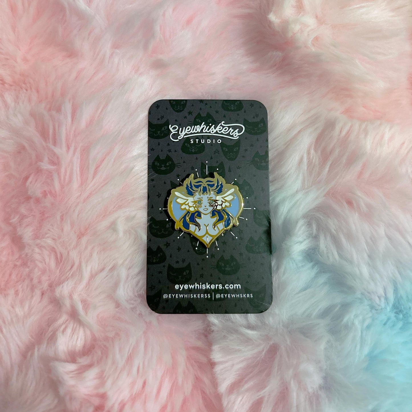 Angel Girl Enamel Pin: Blue Celestial Fantasy Art